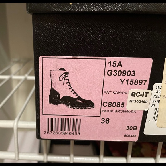 CHANEL PATENT & SUEDE COMBAT BOOTS WITH CHAIN - Picture 6 of 6